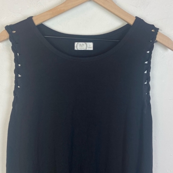 Maurices 24/7 Black Tank Knee Length Dress with Braided Accents sz0X - Picture 3 of 8